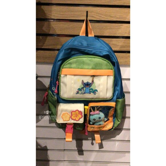 Disney Lilo & Stitch Tropical Multi-Pocket Backpack With Scrump Plush